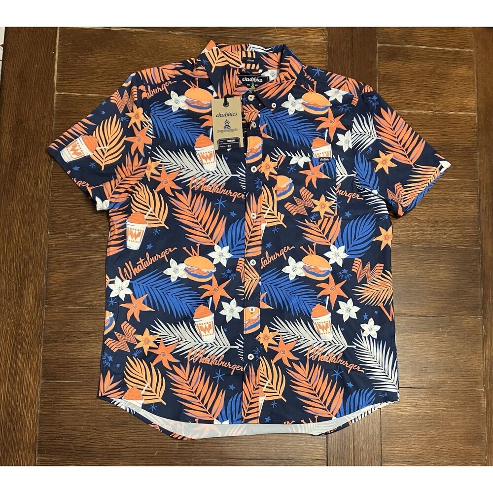 Chubbies Shirt Mens M Whataburger Hawaiian Resort Casual Button Short Sleeve NWT